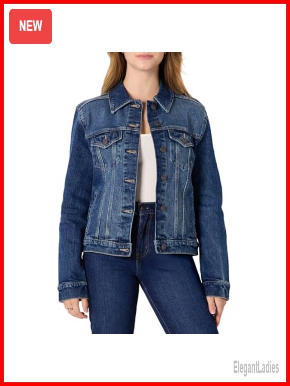 Oversized-Fit Rigid Denim Trucker Jacket Women's Midweight Classic